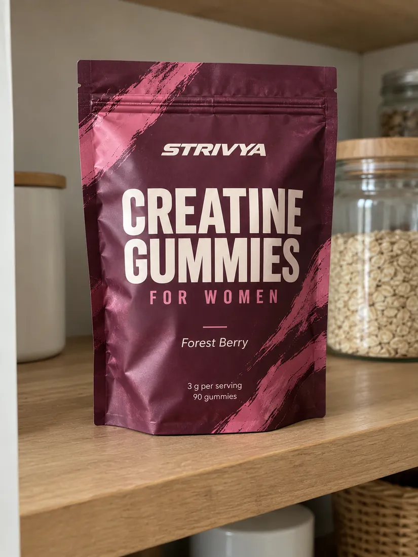 Strivya creatine gummies pouch, Forest Berry.